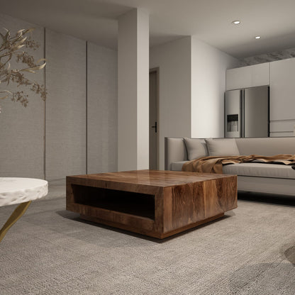 Brown Solid Wood Coffee Table - 14.96 x 37.40