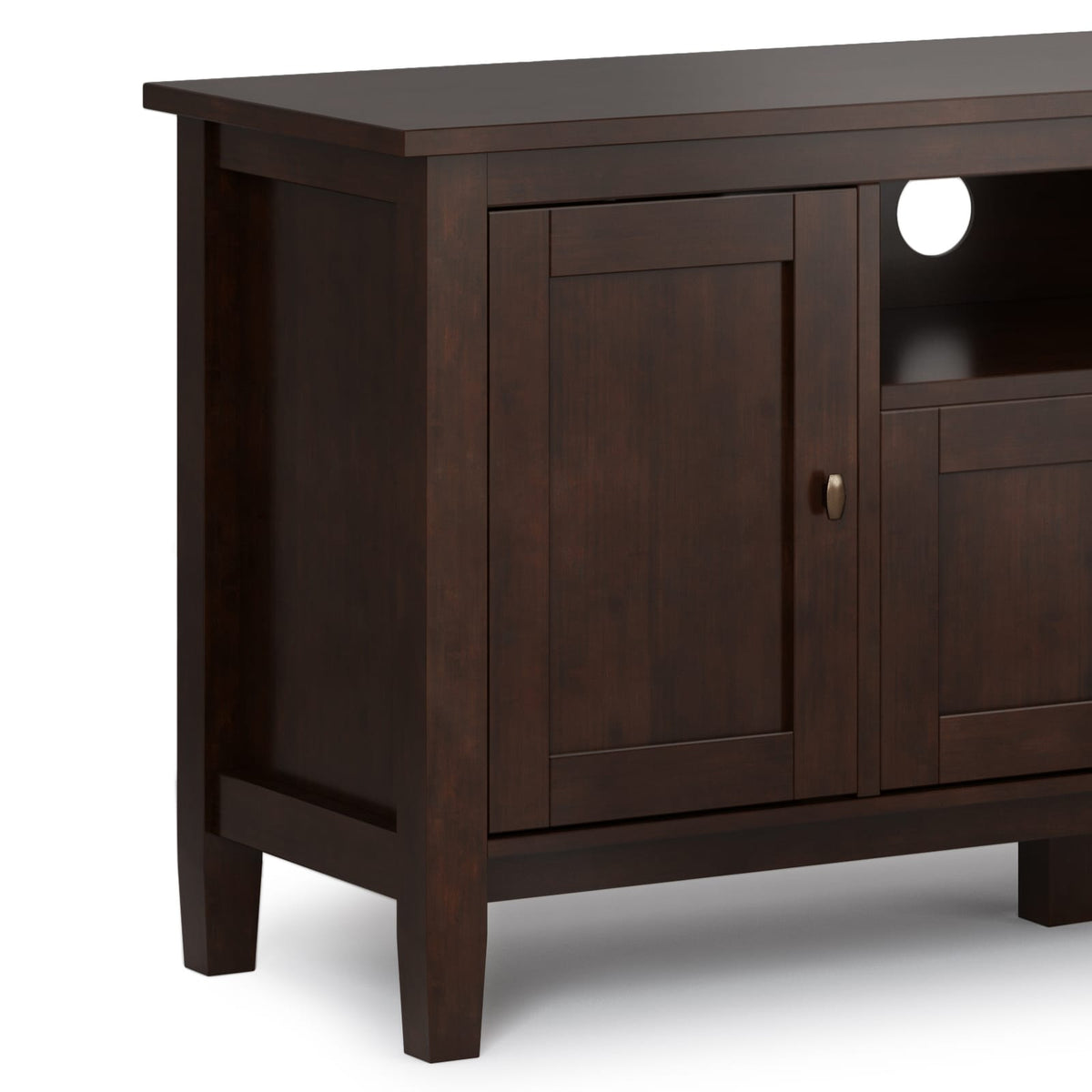 72" Dark Brown Solid Wood TV Stand with Storage for Living Room