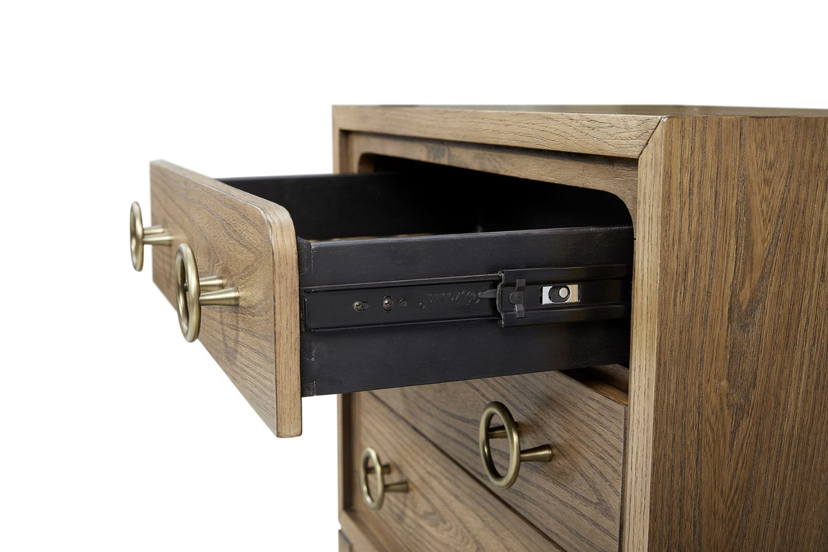 Light Brown Solid Wood Nightstand with Drawers