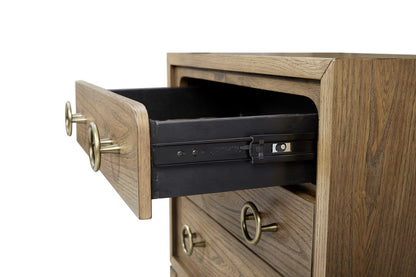 Light Brown Solid Wood Nightstand with Drawers