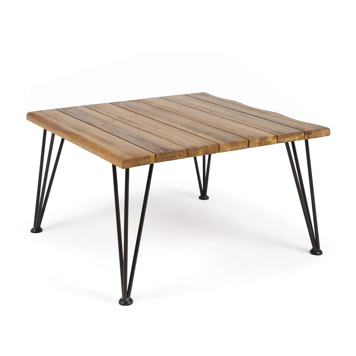 ZION Industrial Wood & Metal Coffee Table - Teak Finish