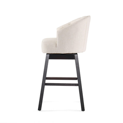 360 Degree Swivel Barstool Set Beige - Durable Rubber Wood Frame