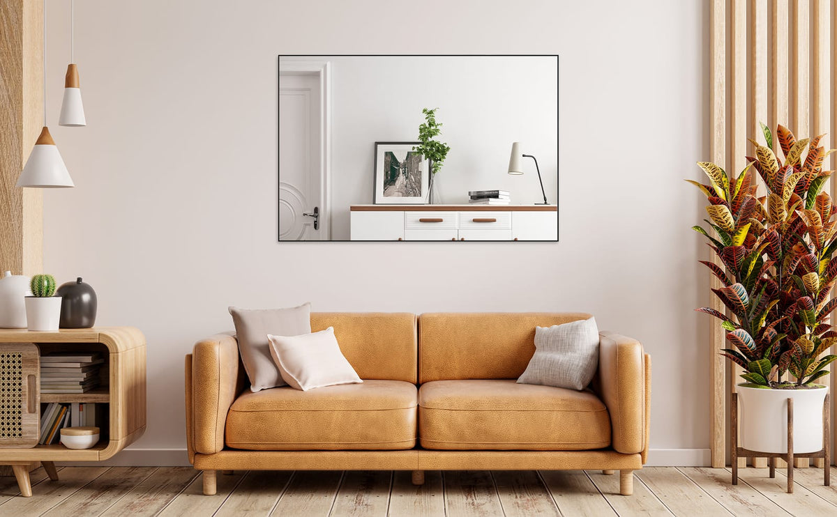 48"x32" Oversized Bathroom Mirror - Black Aluminum Frame