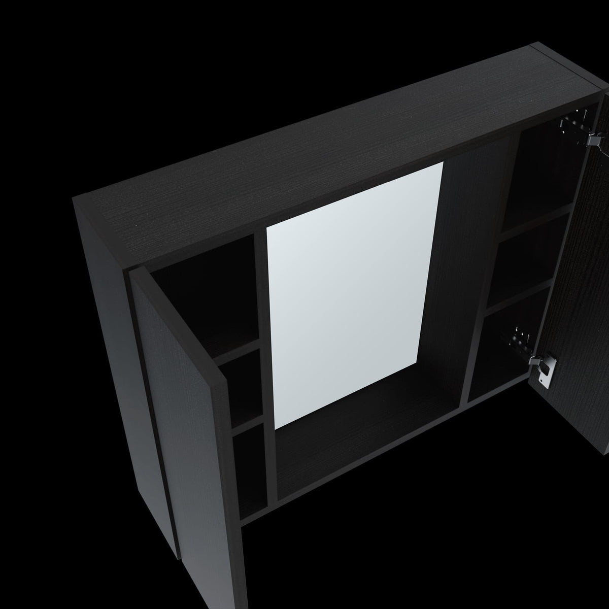Black Bathroom Storage Cabinet with Mirror - 19" H