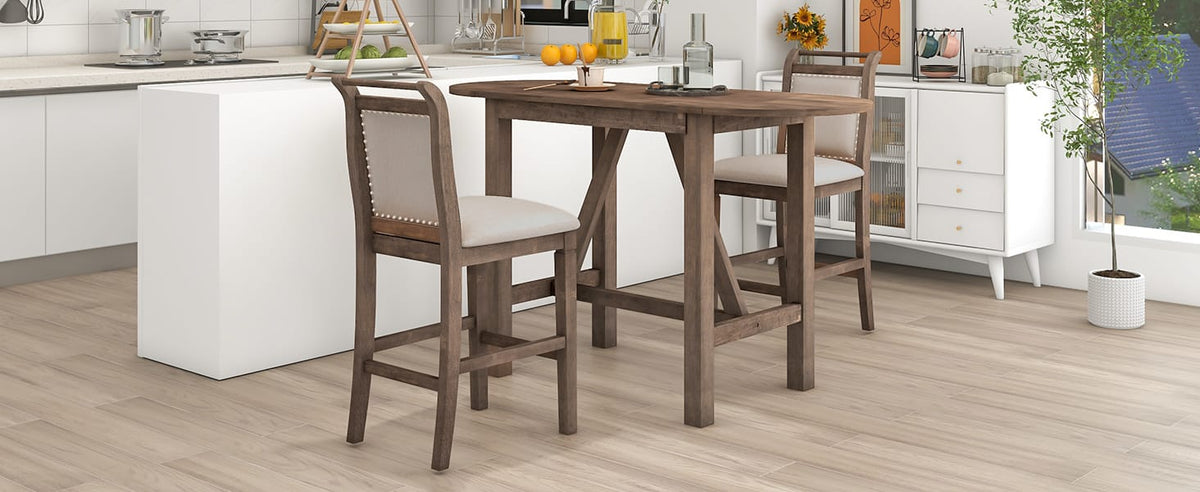 Folding Drop Leaf Dining Table Set with Chairs for Kitchen or Dining Room