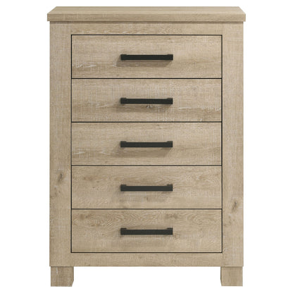 Sansome Weathered Oak 5-Drawer Chest - Bedroom Storage