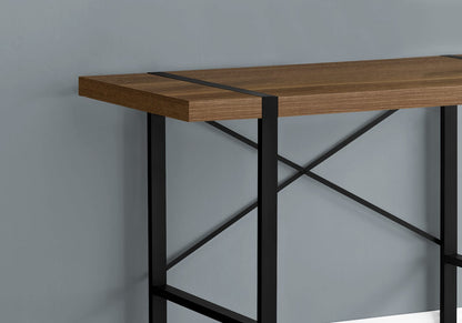 Computer Desk, Home Office - Walnut Laminate, Black Metal