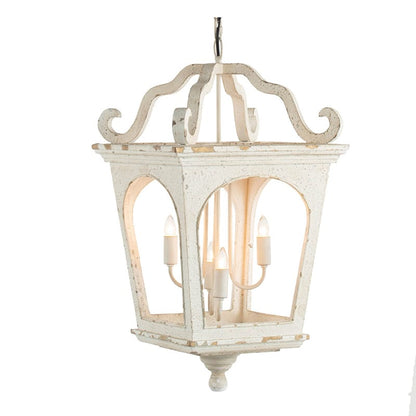Cream White Wood Chandelier - 4 Light Fixture for Kitchen Dining Room