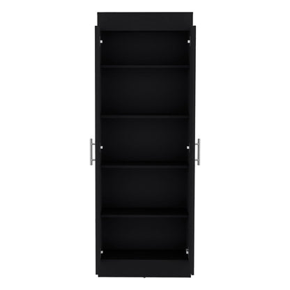 Pantry Cabinet 67" H, 5 Shelves, Black - Storage Solutions