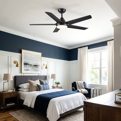 48" Ceiling Fan with Lights & Remote, Matte Black - Modern Design