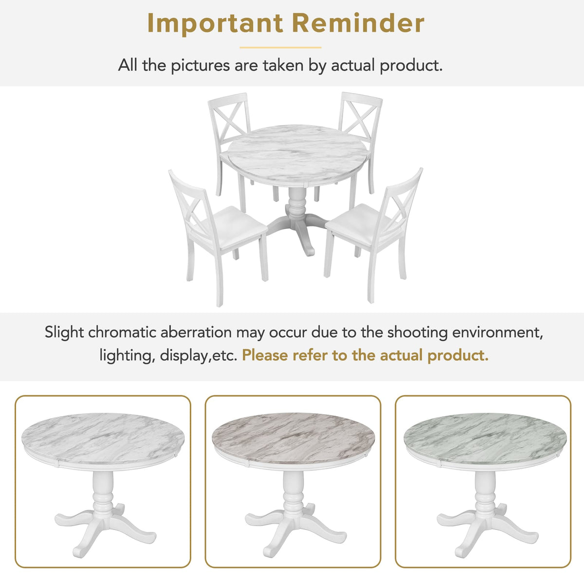 5-Piece Solid Wood Dining Table Set - White