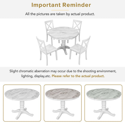 5-Piece Solid Wood Dining Table Set - White