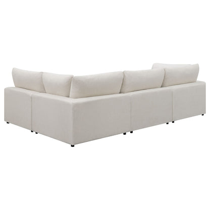 Beige Upholstered 4 Seat Sectional Sofa