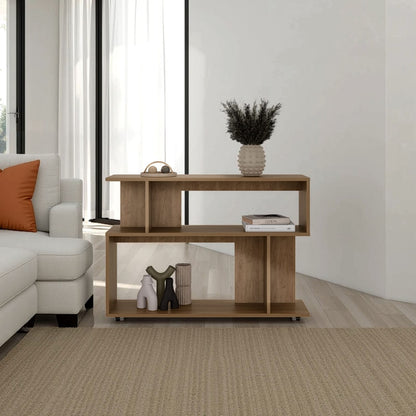 Oak Asymmetrical Sofa Side Table - Modern Accent Table