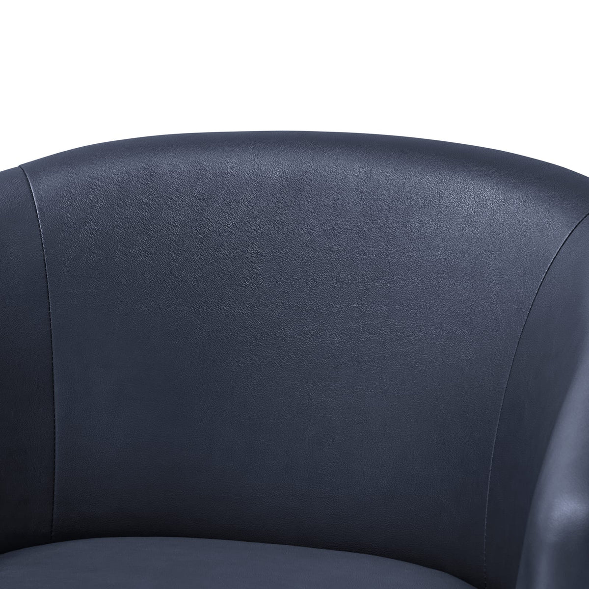 Blue Faux Leather Swivel Barrel Chair for Living Room Accent Seating