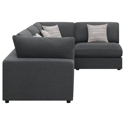 Charcoal Upholstered 4 Seat Sectional Sofa for Living Room
