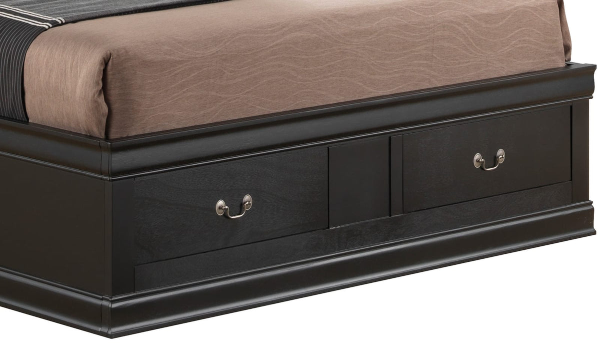 Elegant Full Storage Bed - Black Particle Board