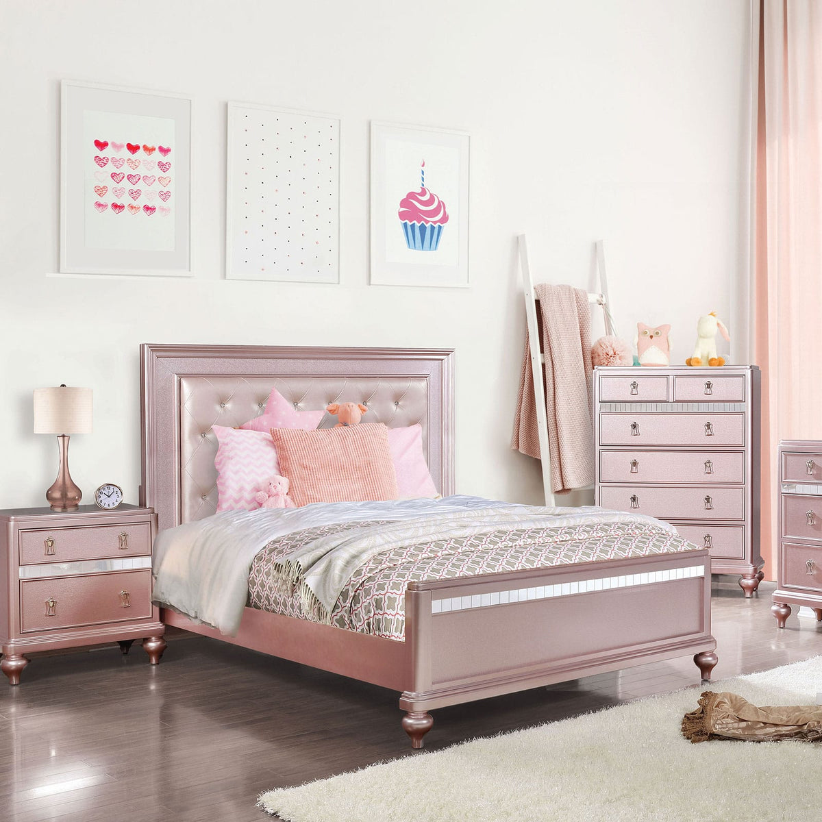 Elegant Rose Gold 2-Drawer Bedside Cabinet - Modern Nightstand