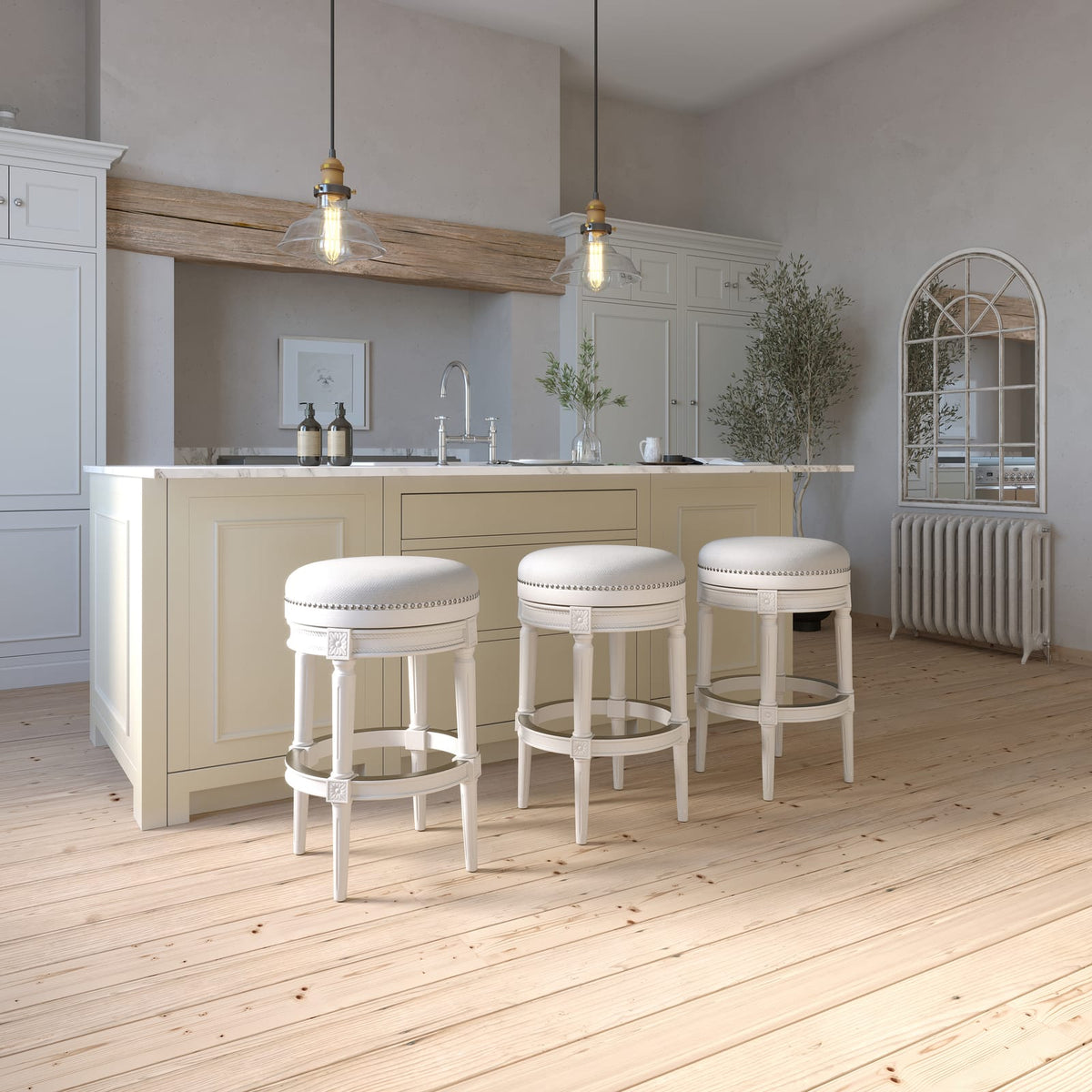 White Wood Bar Stool 31 Inch - Kitchen Island Seating