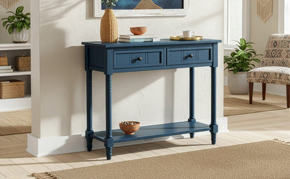 Dark Navy Console Table - Storage & Display for Living Room