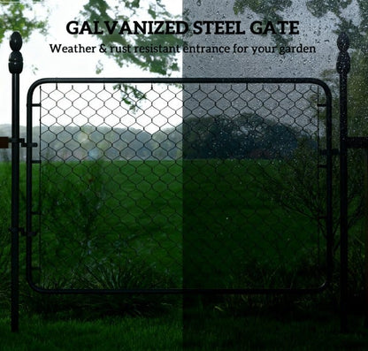 Black Steel Garden Gate - 26" to 70.9" Wide