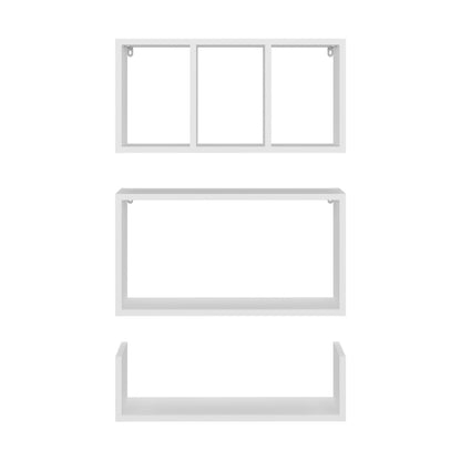 3 Tier White Floating Shelves - Modern Display Shelves