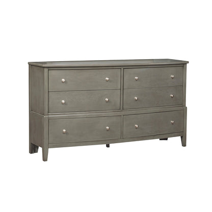 Gray Wood Dresser - 6 Drawer Bedroom Storage
