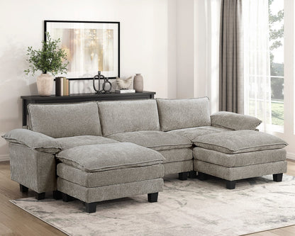 Modern Rectangle Ottoman - Dark Pewter Chenille