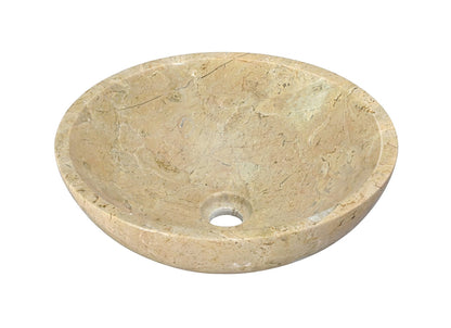 Beige & Gold Marble Bathroom Vessel Sink - 15.7 x 5.9"