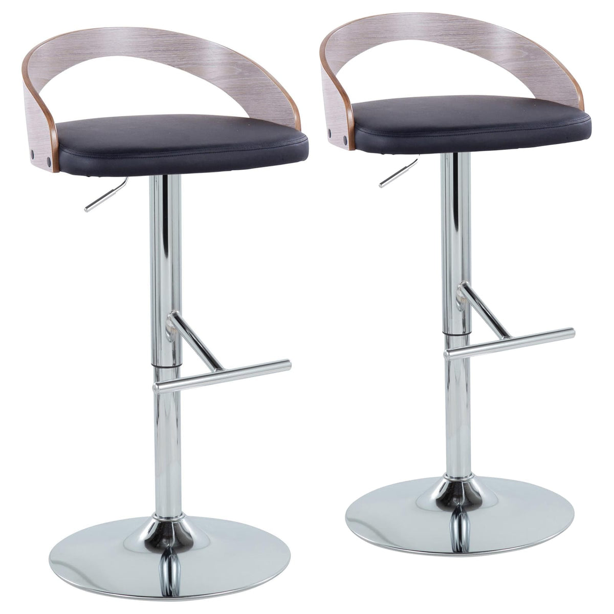 Black Faux Leather Dining Barstool Set for Kitchen Counter Seating