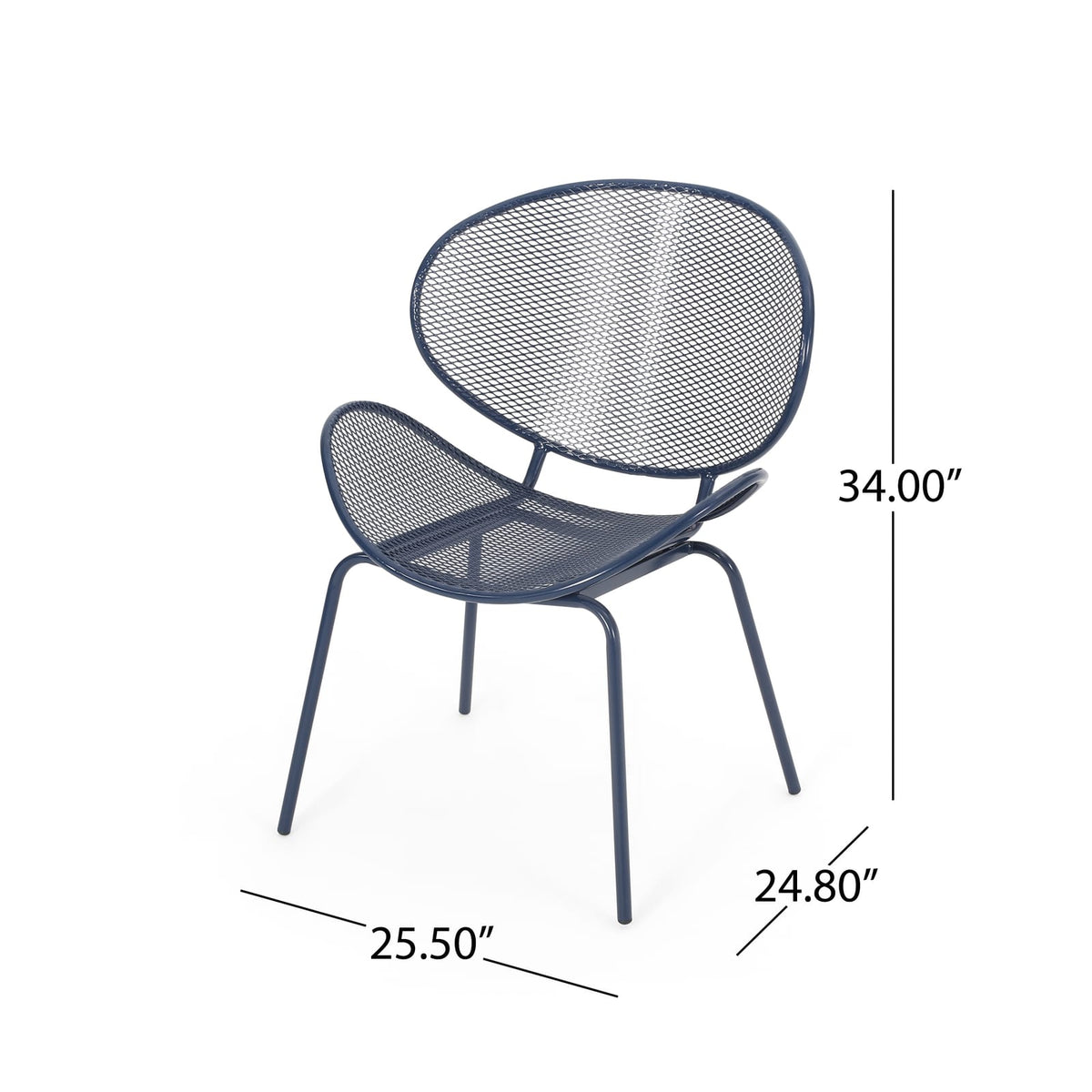 Navy Iron Patio Chairs - 3 Piece Set