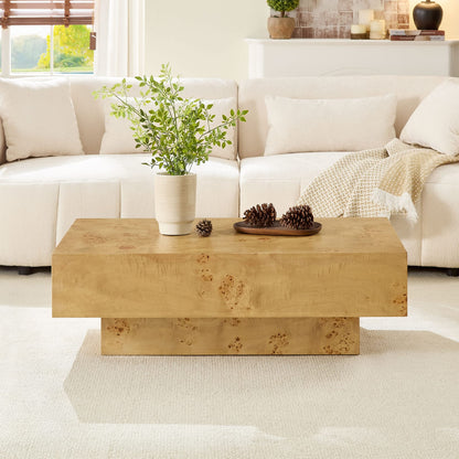 43.31" Natural MDF Burl Wood Coffee Table - Living Room Table