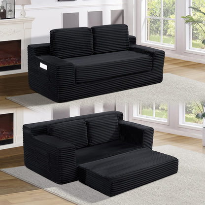 Black Foam Sofa Bed - 2-in-1 Convertible Sofa for Living Room