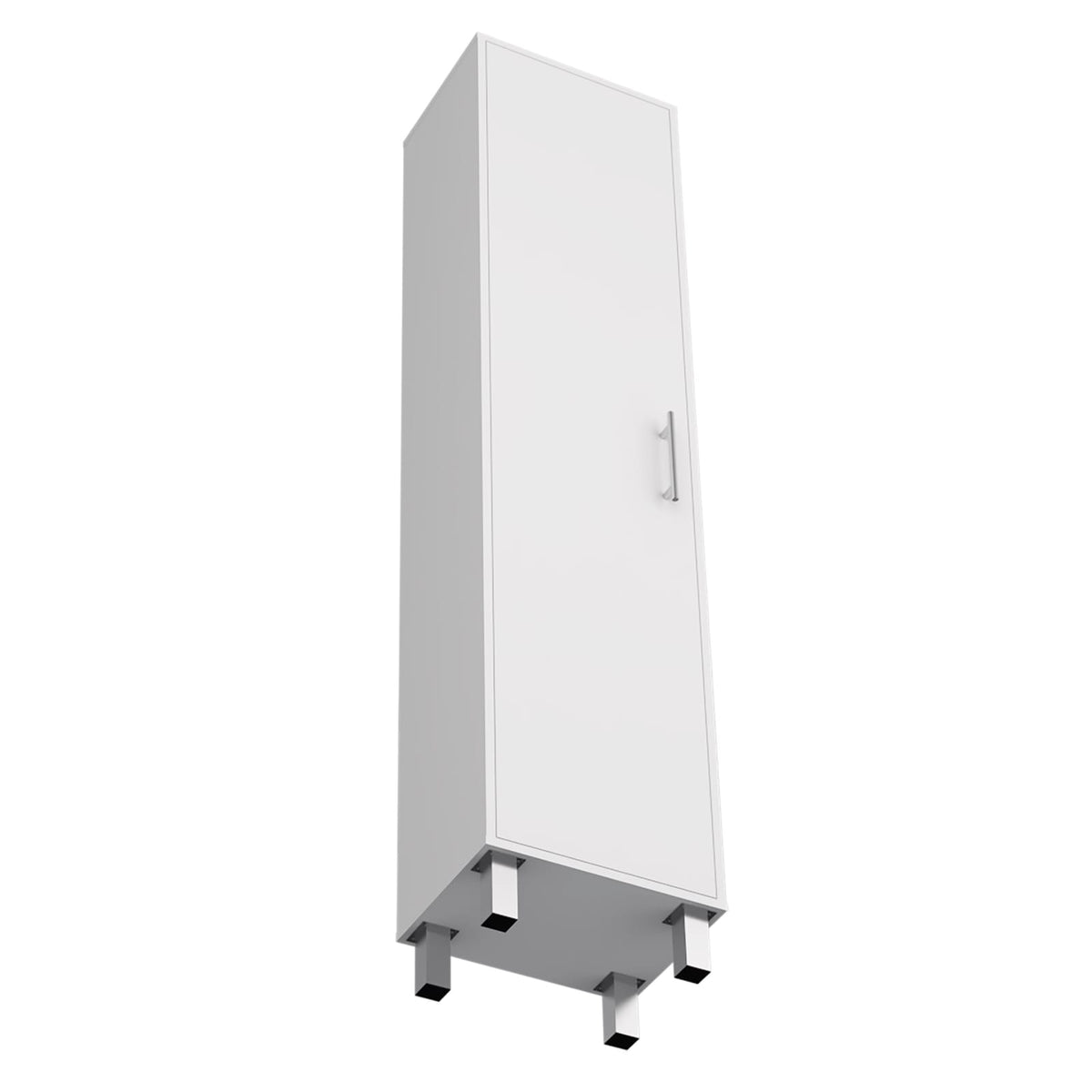 White Storage Cabinet 70.87" Height with Broom Storage