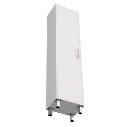 White Storage Cabinet 70.87" Height with Broom Storage