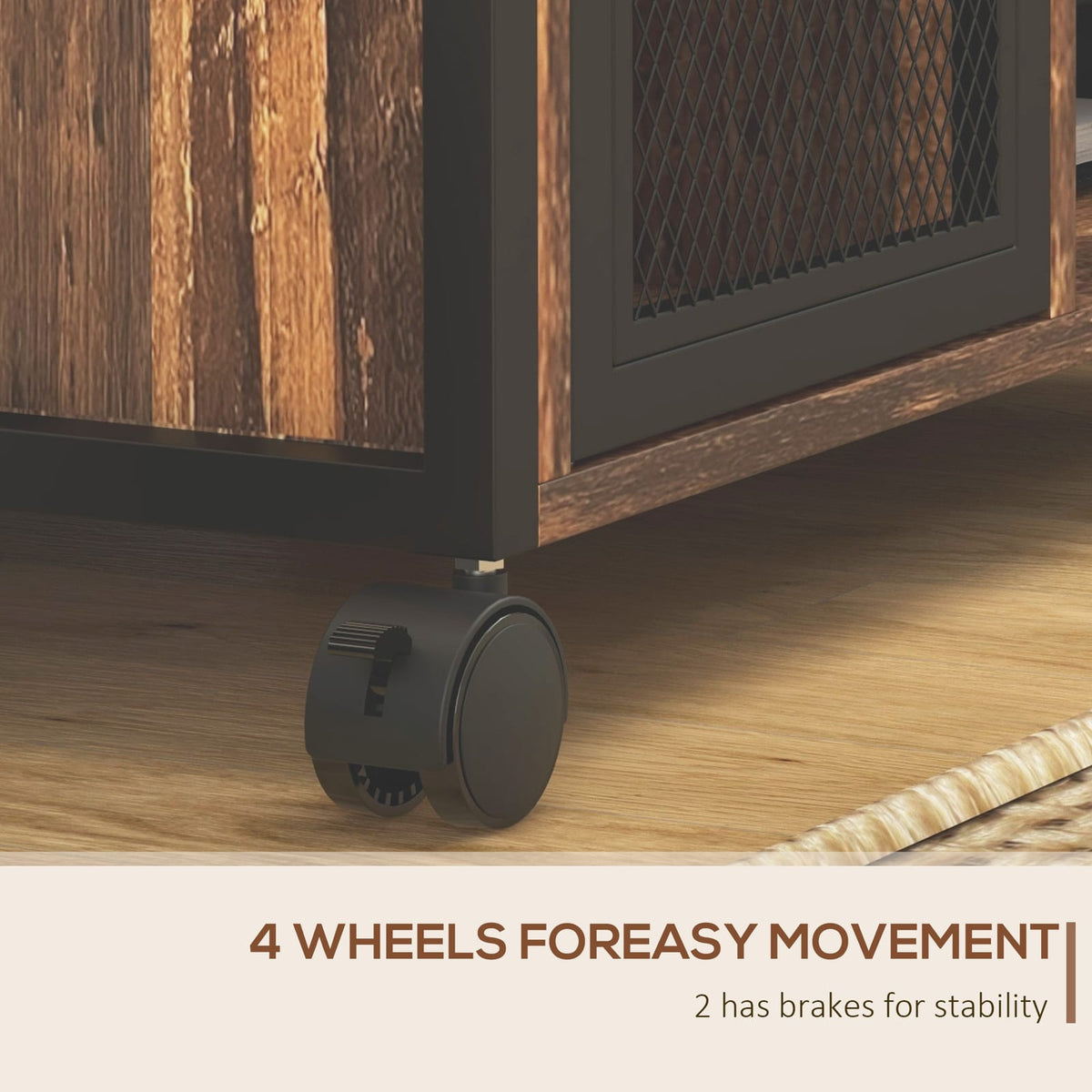 Rustic Brown Mobile Printer Stand - Rolling File Cabinet
