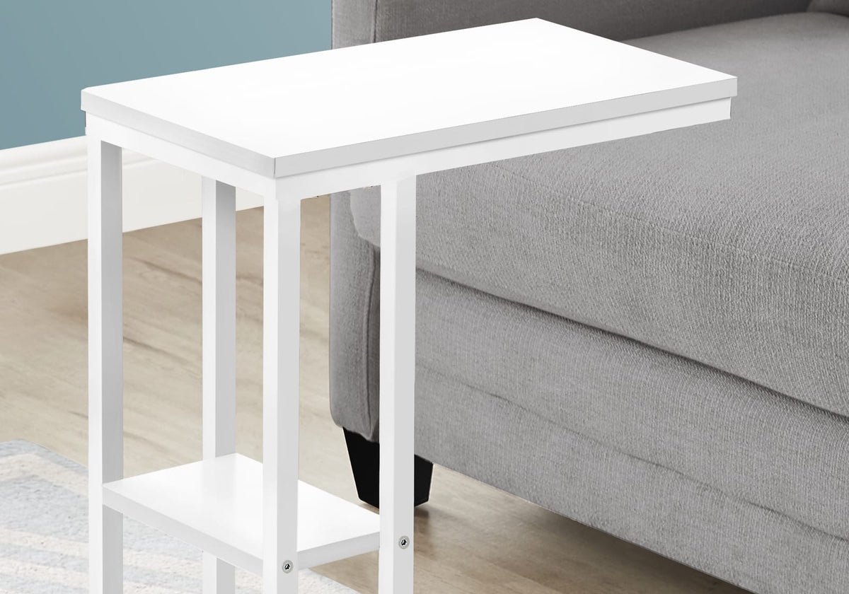 White C-Shaped Accent Table - Bedroom or Living Room