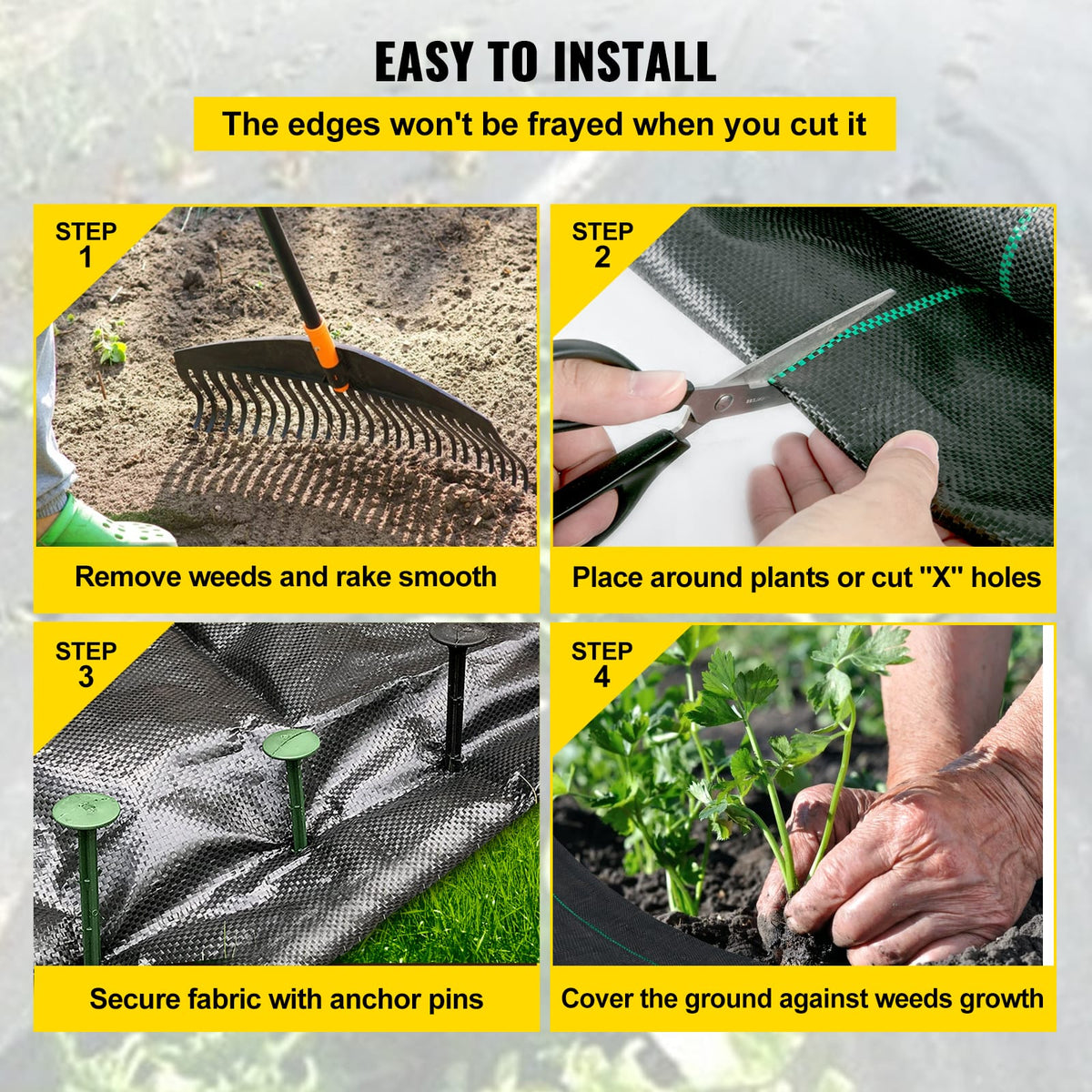 Heavy Duty Black Polypropylene Weed Barrier Fabric for Garden Beds