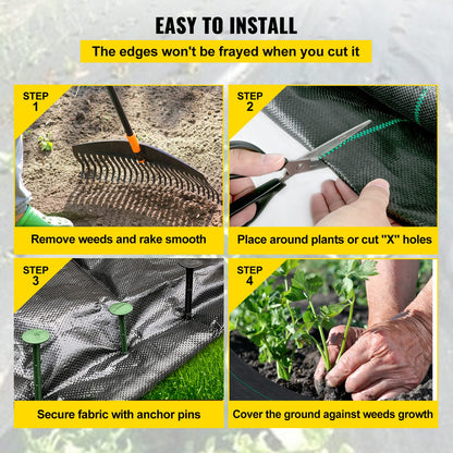 Heavy Duty Black Polypropylene Weed Barrier Fabric for Garden Beds