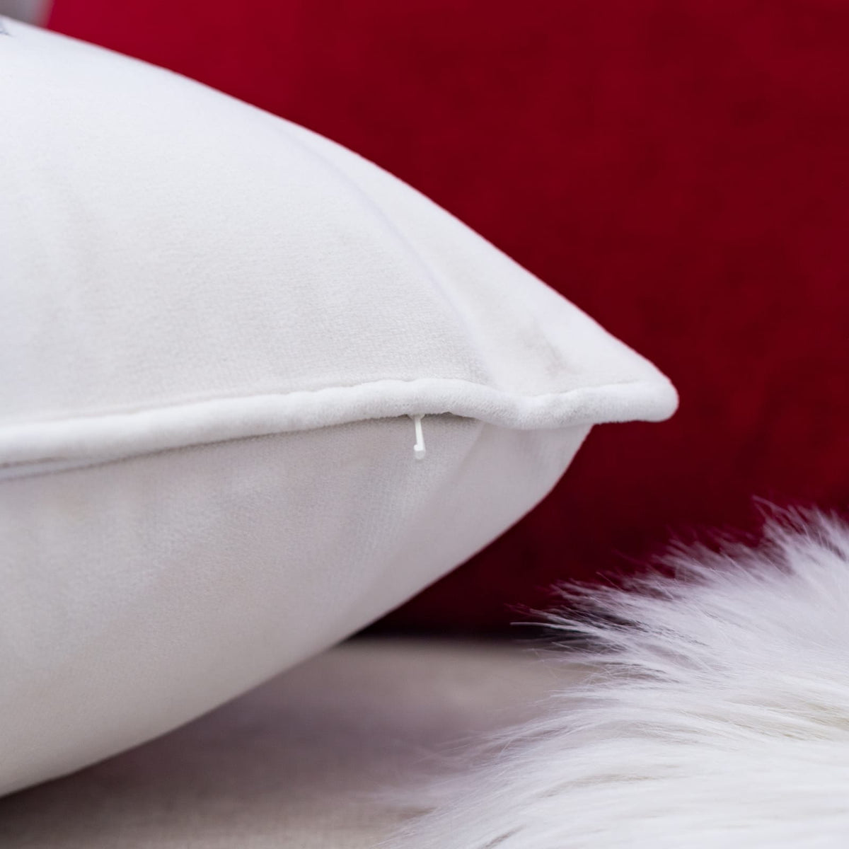 14x20 White Velvet Snowflake Lumbar Pillow with Insert
