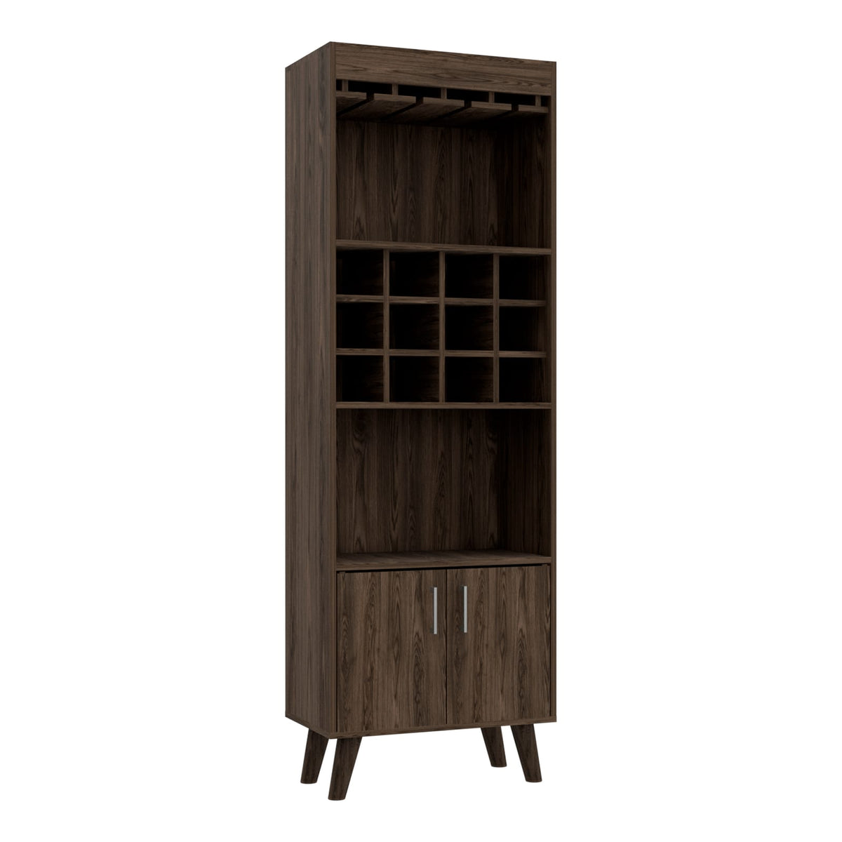 Black & Dark Walnut Wine Cabinet - 13.3"W x 23.6"D x 70.8"H