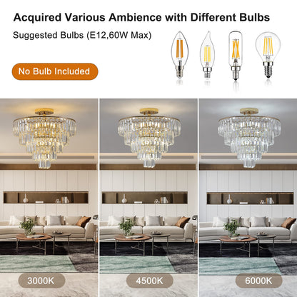Gold Crystal Chandelier - Living Room Lighting