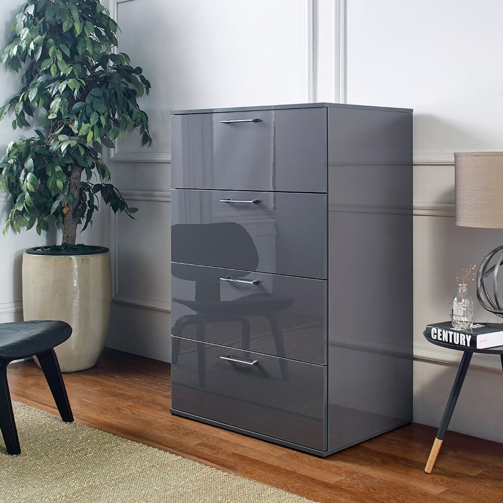 Dark Gray Solid Wood 4-Drawer Dresser - Jumbo Size