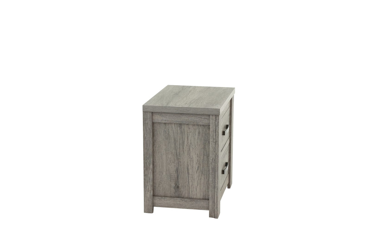 Light Gray Wood Nightstand with 24" Width for Bedroom Storage