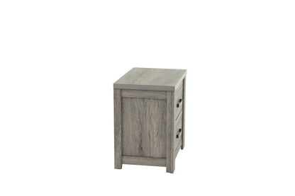 Light Gray Wood Nightstand with 24" Width for Bedroom Storage