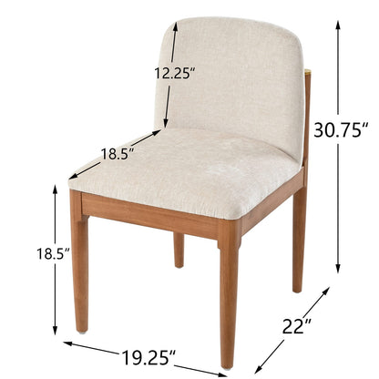 Beige Walnut Dining Chairs - Set of 2 Modern Dining Room Chairs