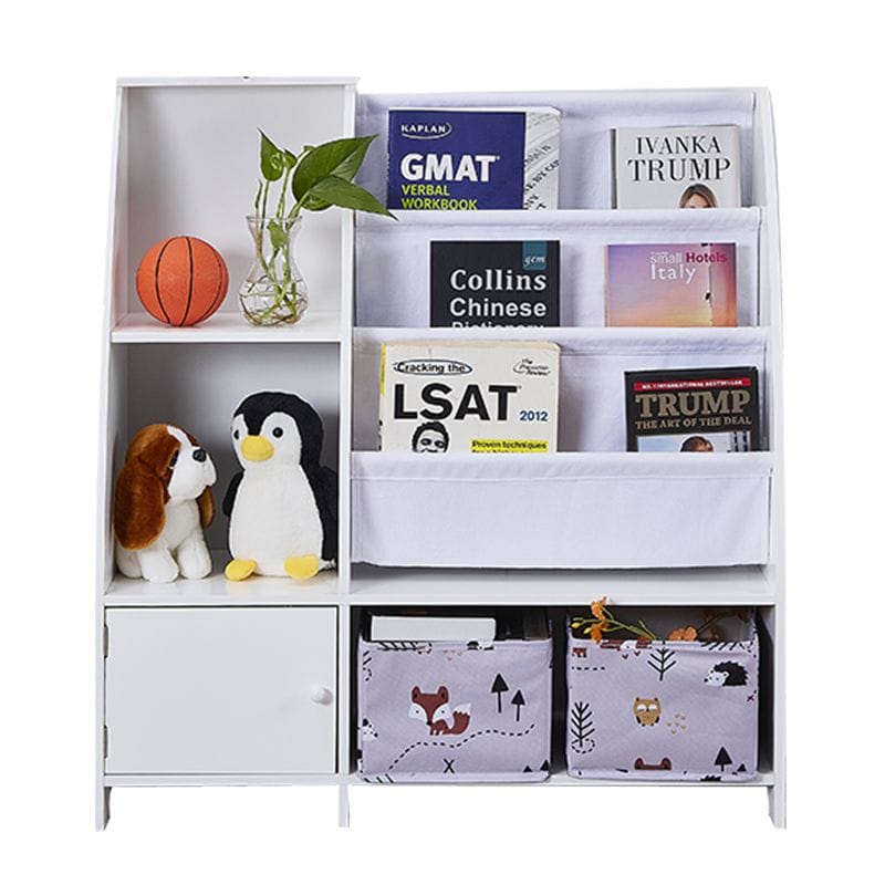 White MDF Kids Bookcase Toy Storage Unit