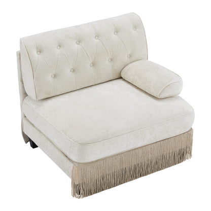Beige Velvet Modular Sofa - 1 Seat for Living Room Apartments