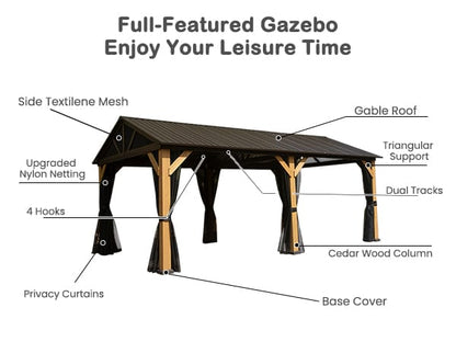 Cedar Wood Gazebo 12x20 - Weather-Ready Outdoor Oasis