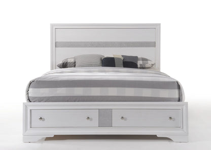 Naima White Queen Bed - Storage & Comfort